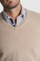 PULLOVER CAXEMIRA REGULAR FIT BEGE LISO MR. BLUE