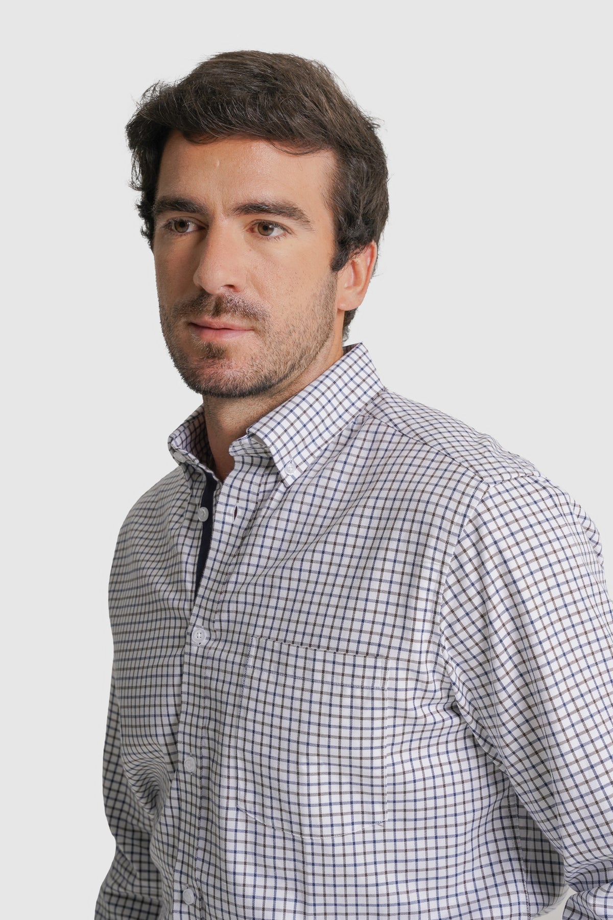 CAMISA TWILL REGULAR FIT CASTANHA AO QUADRADO MR. BLUE