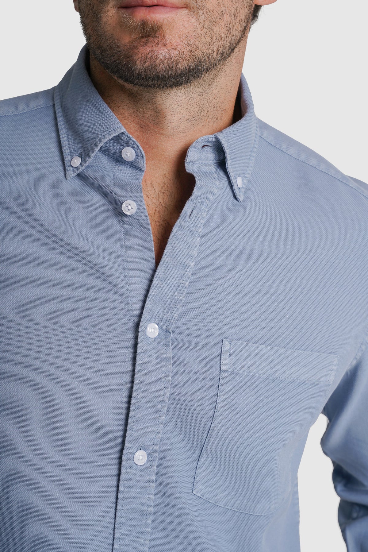 CAMISA ESTRUTURADA REGULAR FIT AZUL LISA MR. BLUE