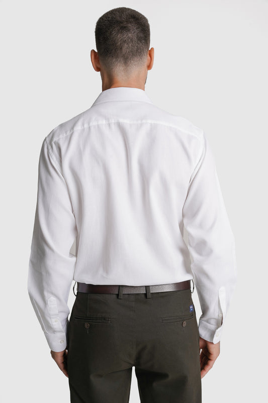 CAMISA ESTRUTURADA TAILORED FIT BRANCA LISA MR. BLUE