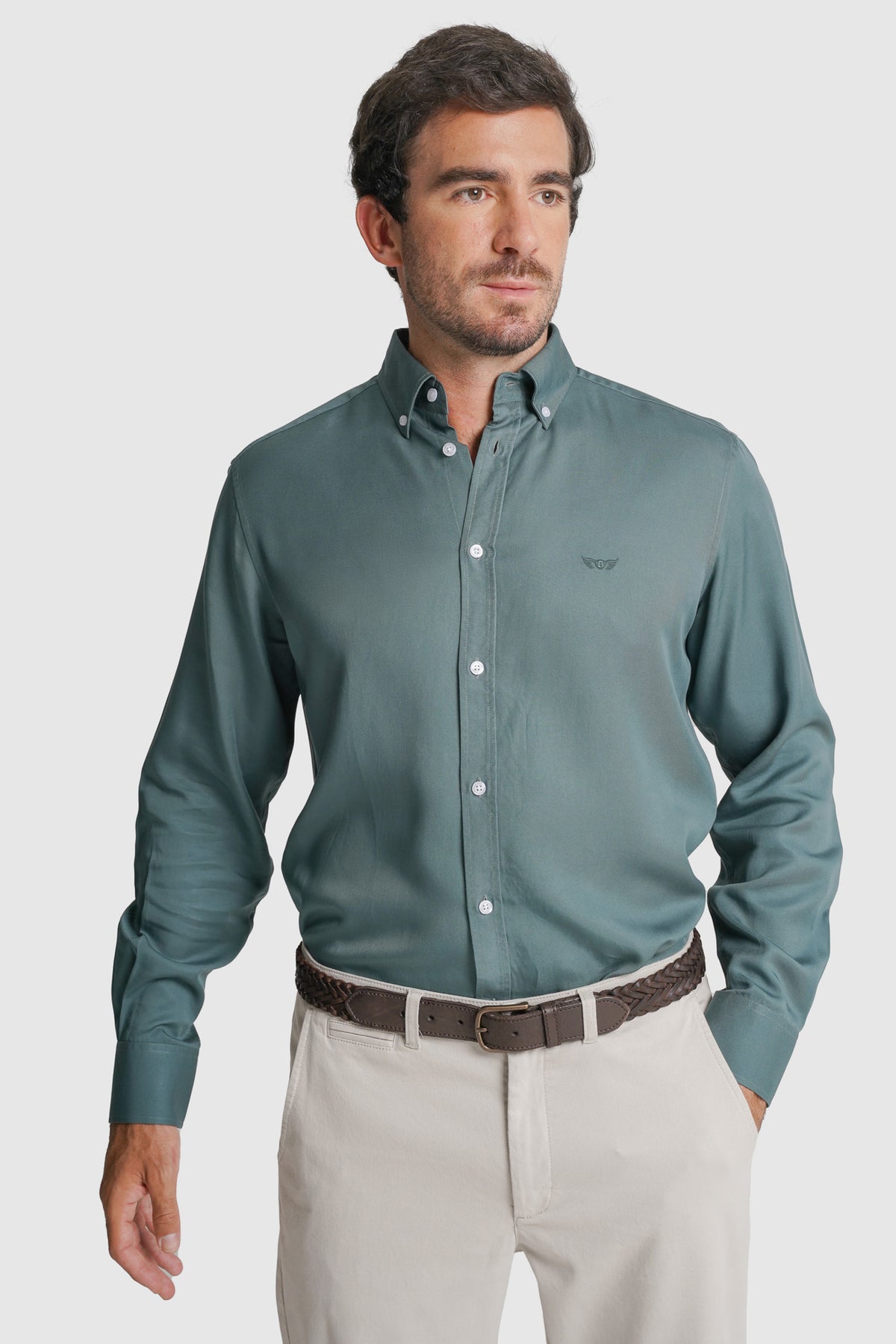 CAMISA TWILL REGULAR FIT VERDE LISA MR. BLUE