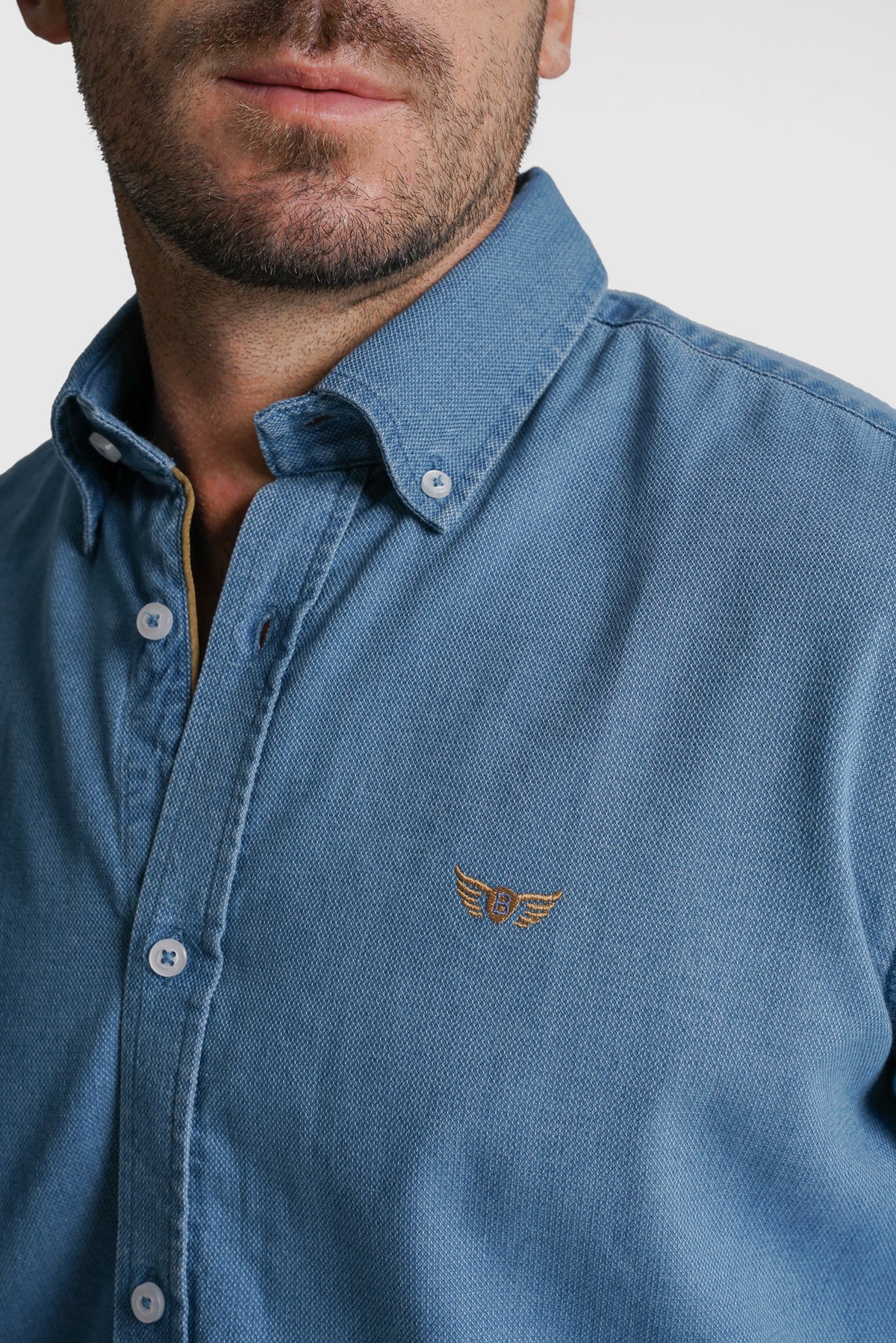 CAMISA GANGA REGULAR FIT AZUL LISA MR. BLUE