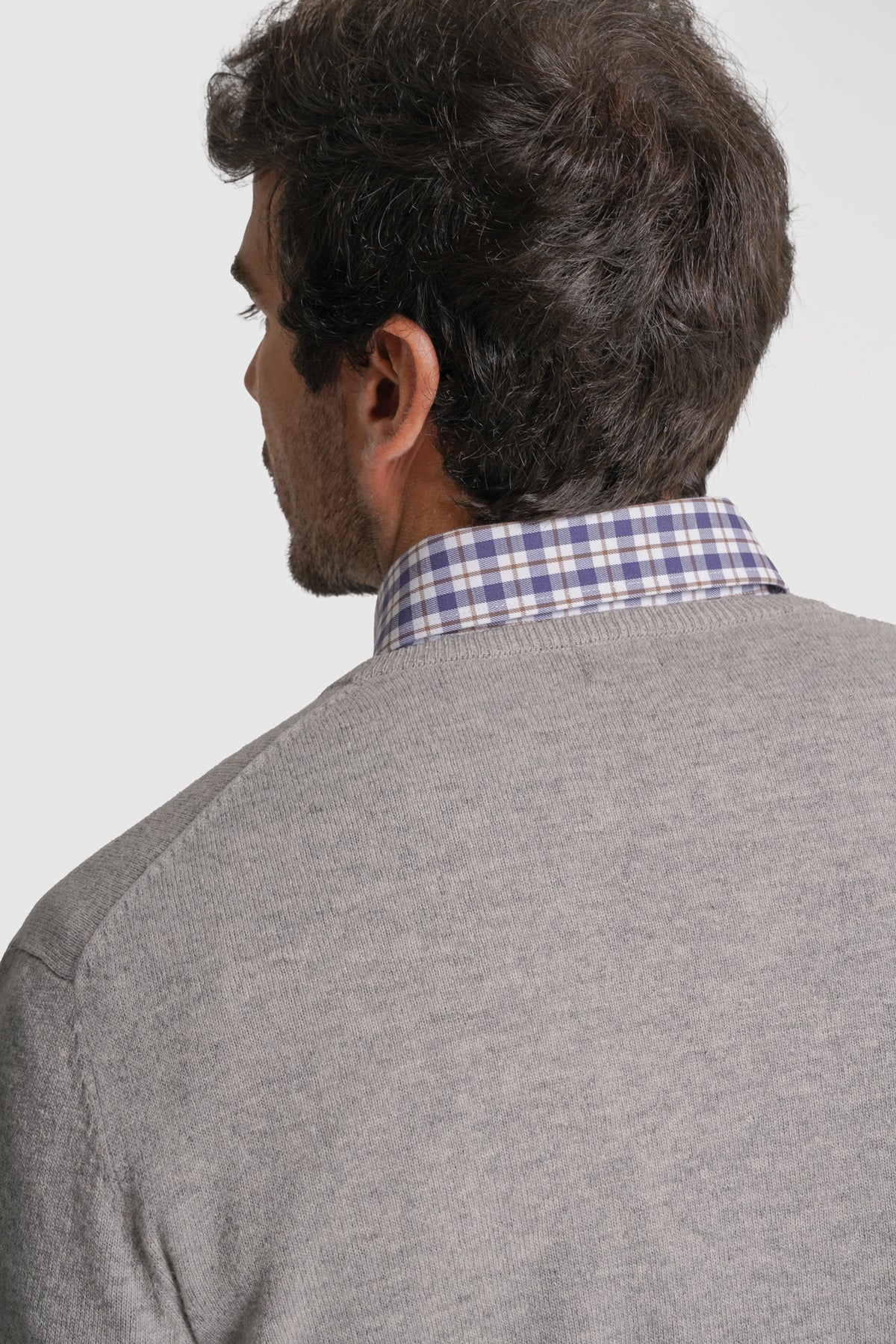 PULLOVER LÃ REGULAR FIT CINZENTO LISO MR. BLUE