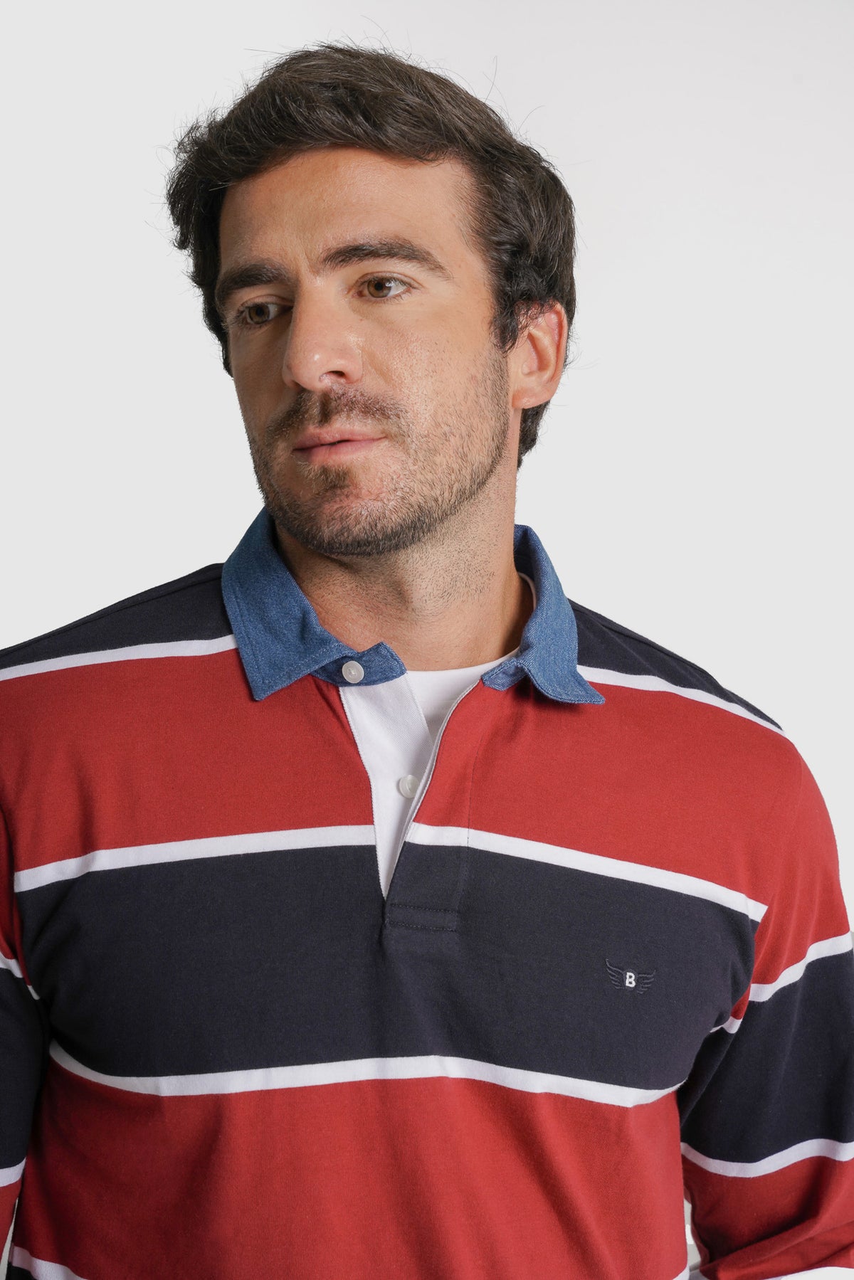 RUGBIE ALGODÃO AZUL ÀS RISCAS MR. BLUE