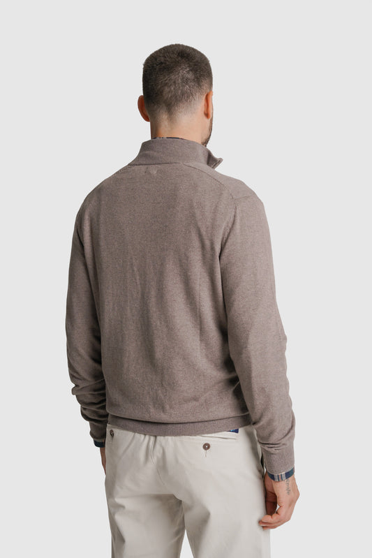 PULLOVER LÃ REGULAR FIT CASTANHO LISO MR. BLUE