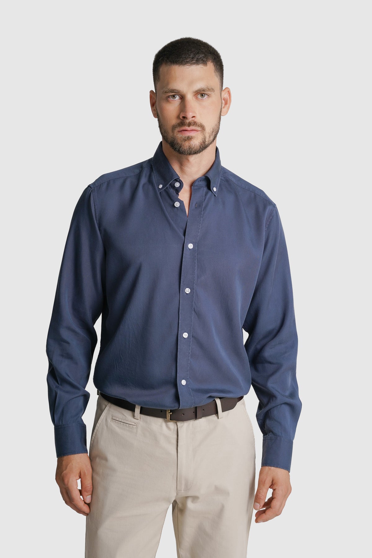 CAMISA ESTRUTURADA REGULAR FIT AZUL LISA MR. BLUE