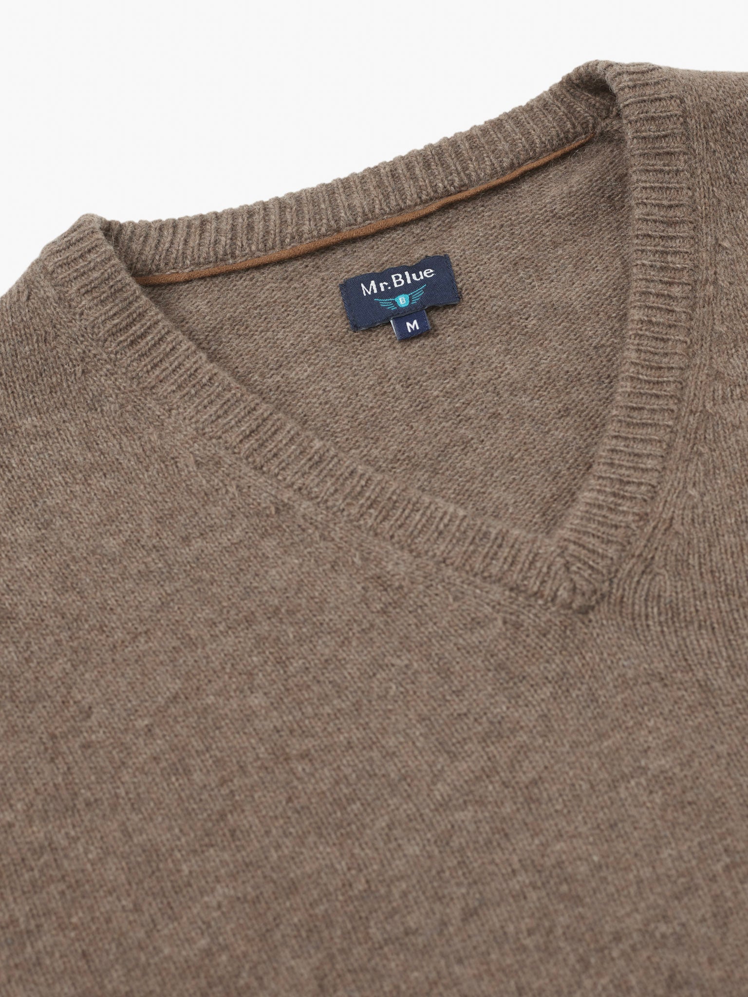 PULLOVER LÃ REGULAR FIT BEGE LISO MR. BLUE