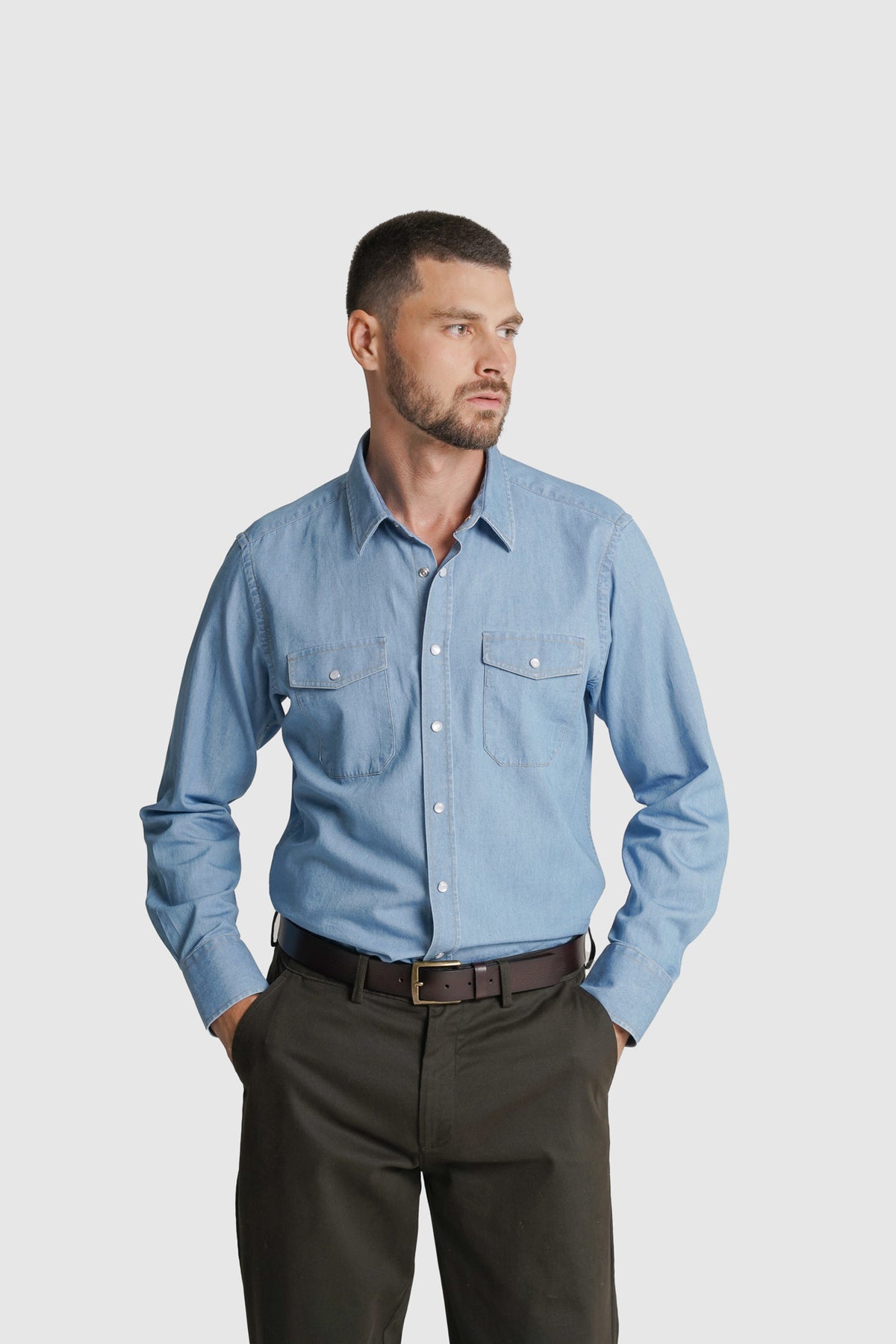 CAMISA GANGA REGULAR FIT AZUL LISA MR. BLUE