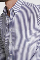 CAMISA TWILL REGULAR FIT AZUL ÀS RISCAS MR. BLUE