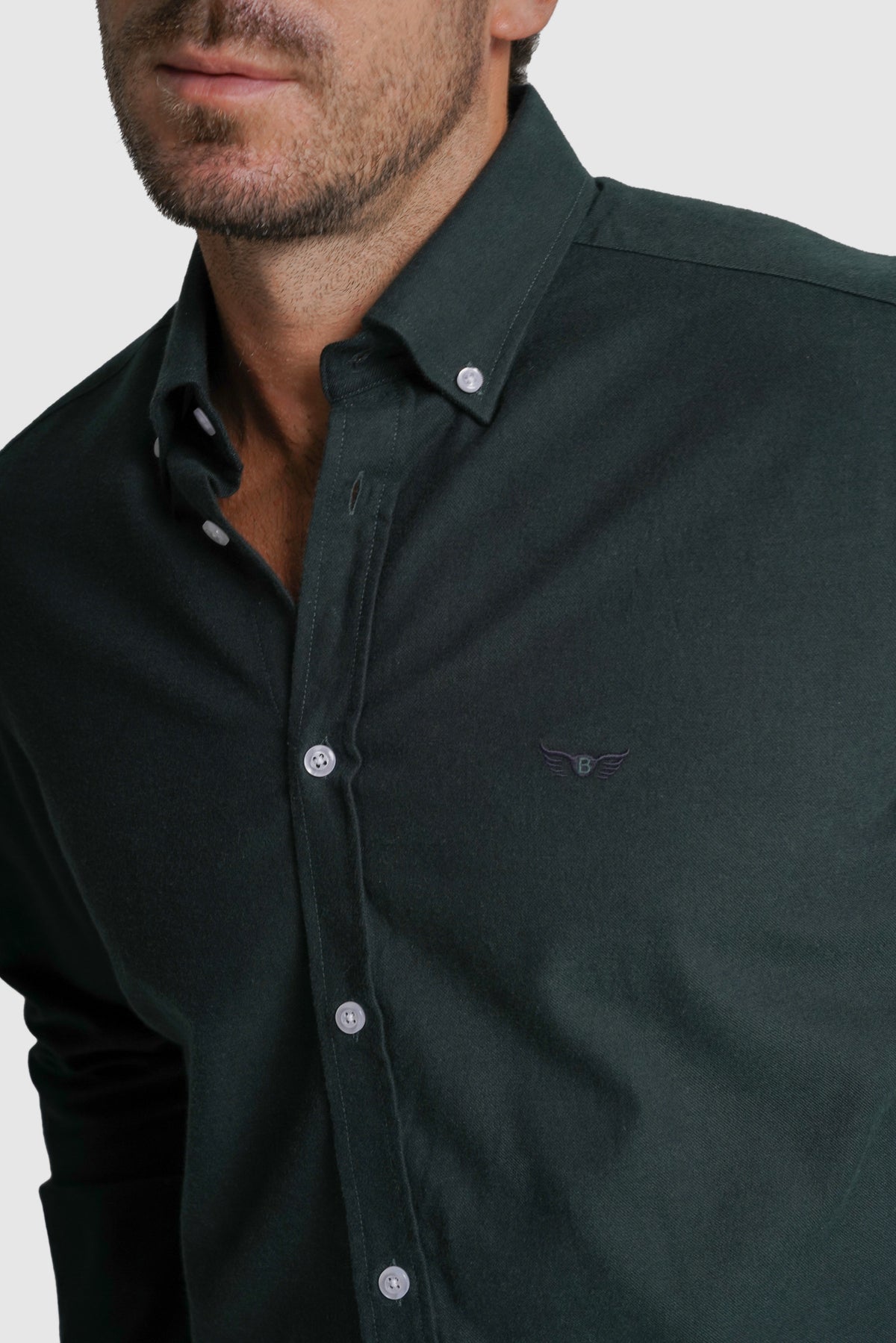 CAMISA ALGODÃO REGULAR FIT VERDE LISA MR. BLUE