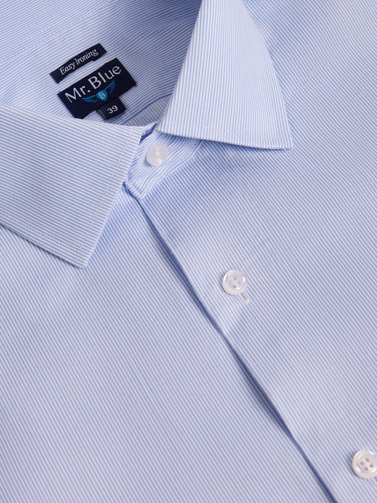 CAMISA ALGODÃO CLASSIC FIT AZUL ÀS RISCAS MR. BLUE