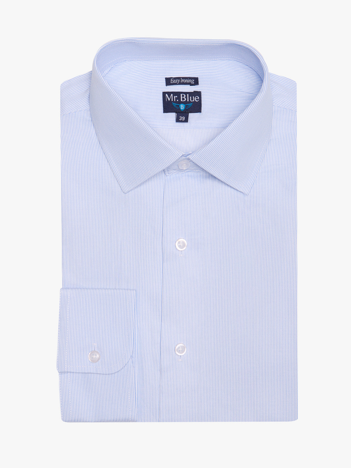 CAMISA ALGODÃO CLASSIC FIT AZUL ÀS RISCAS MR. BLUE