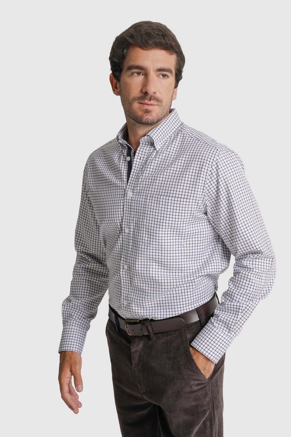 CAMISA TWILL REGULAR FIT CASTANHA AO QUADRADO MR. BLUE