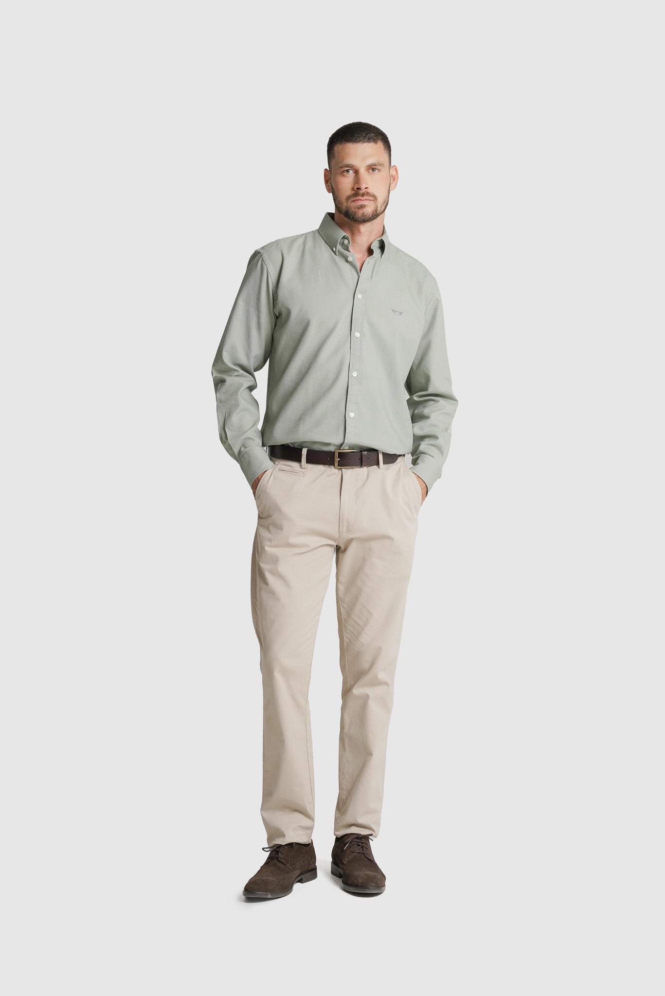 CAMISA ESTRUTURADA REGULAR FIT VERDE LISA MR. BLUE