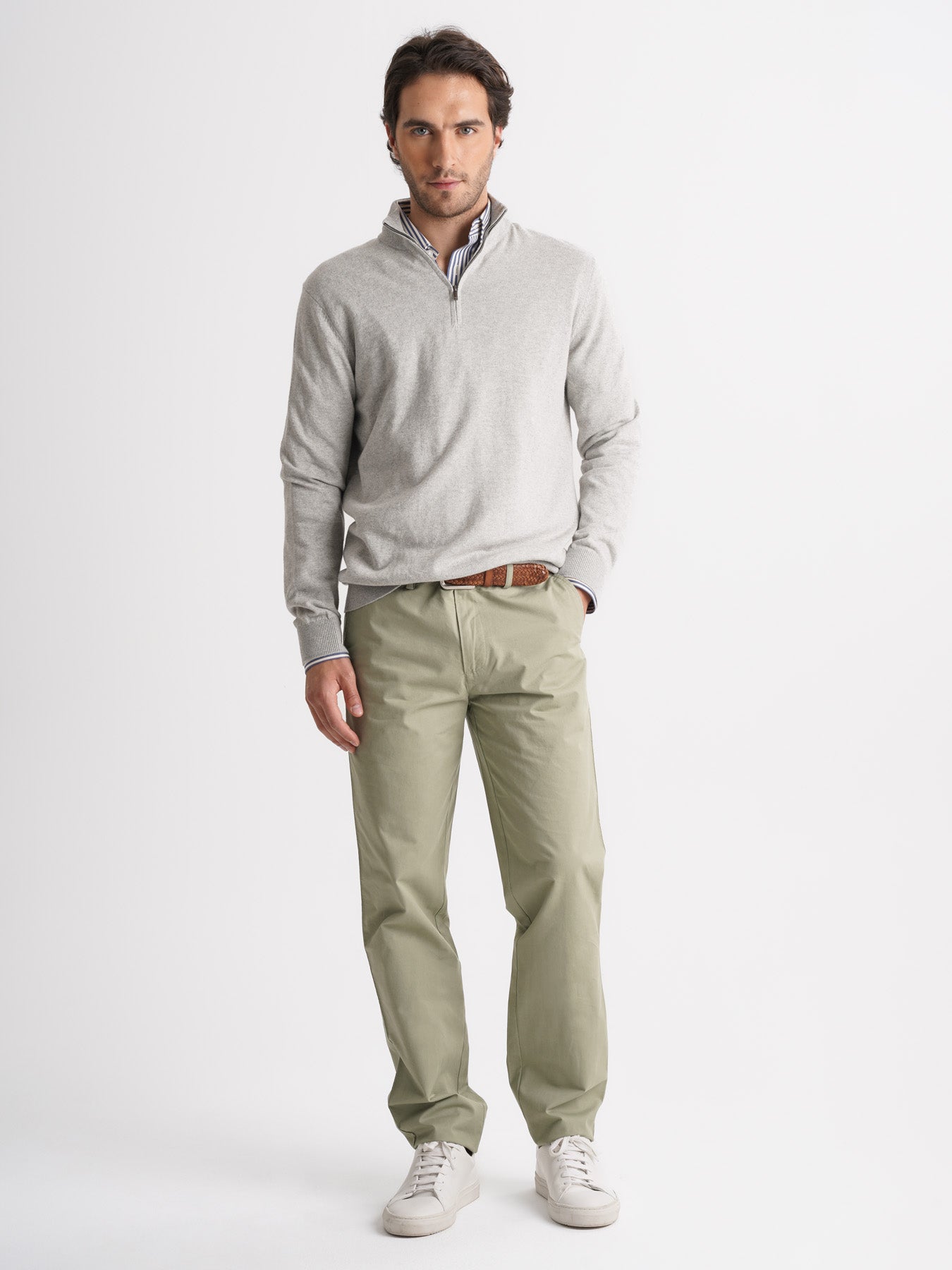 Jersey de cachemira gris fino Mr. Blue