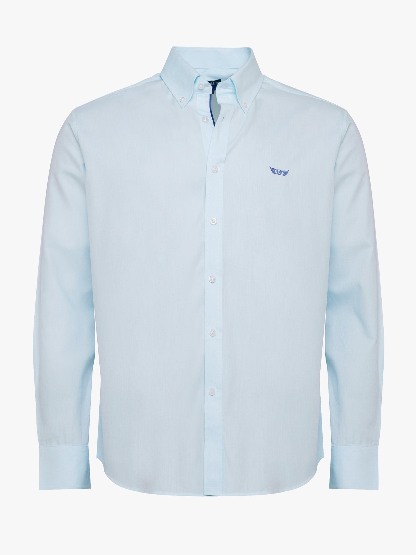 Camisa Regular Fit Herringbone Azul Mr. Blue