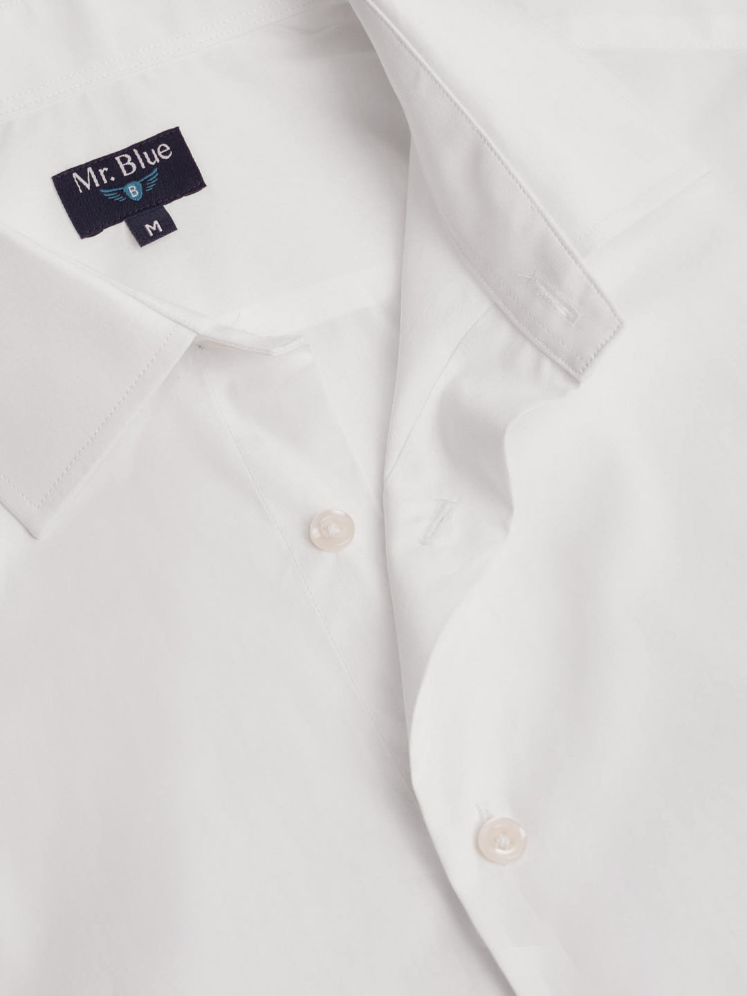 Camisa Slim Fit De Popelina Blanca Mr. Blue
