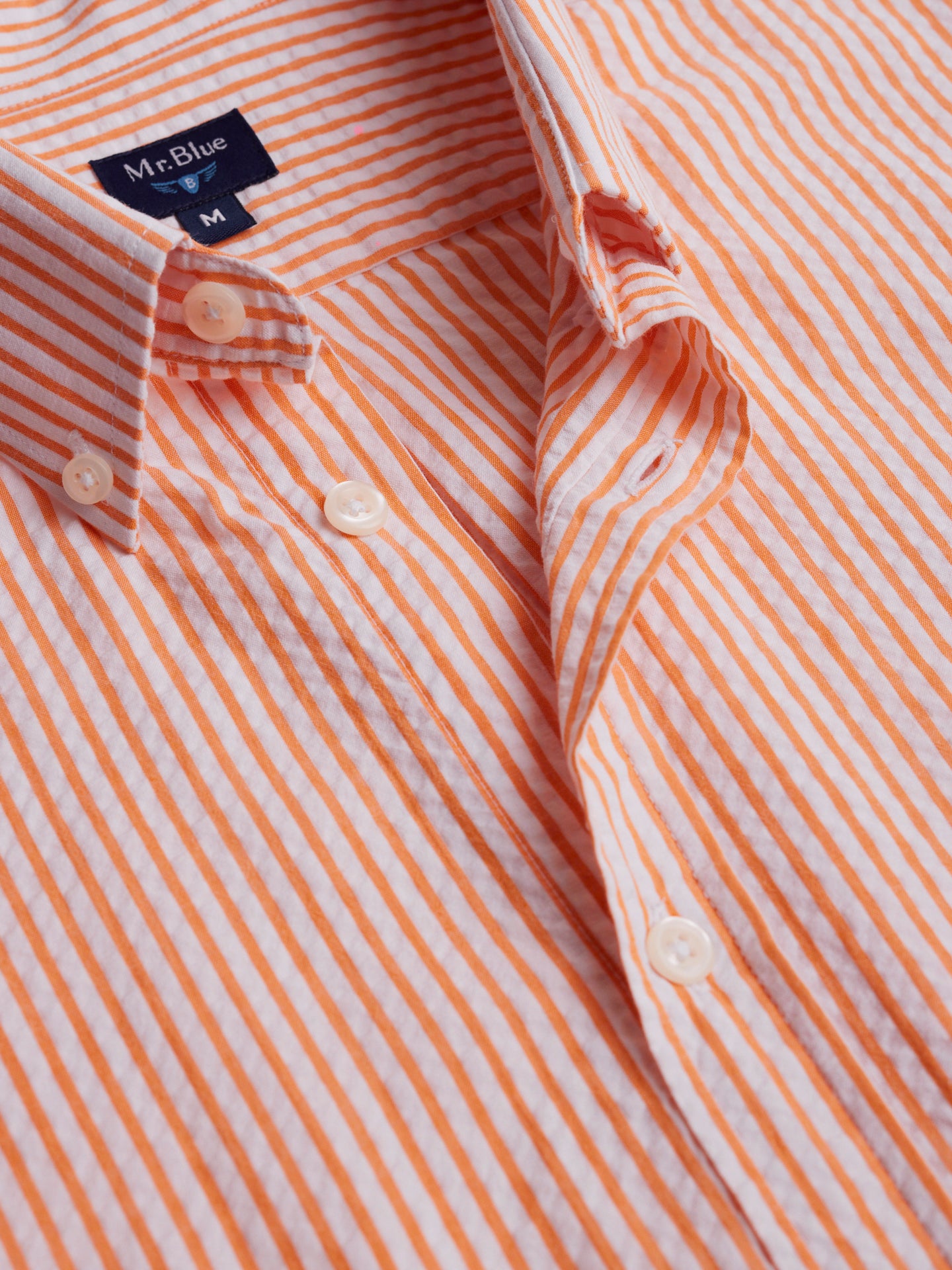 Regular Fit Seersucker Orange Mr. Blue Shirt