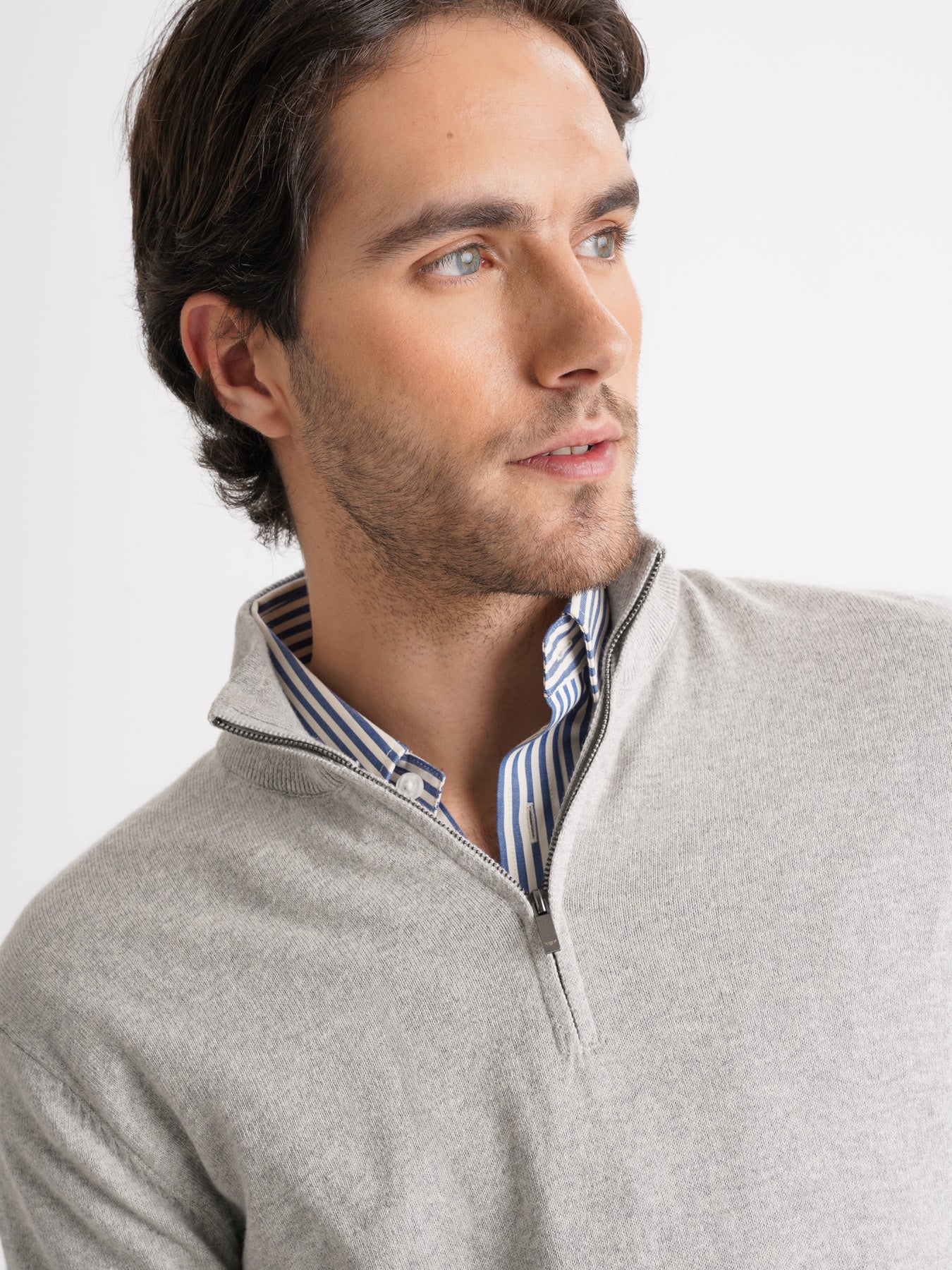 Jersey de cachemira gris fino Mr. Blue