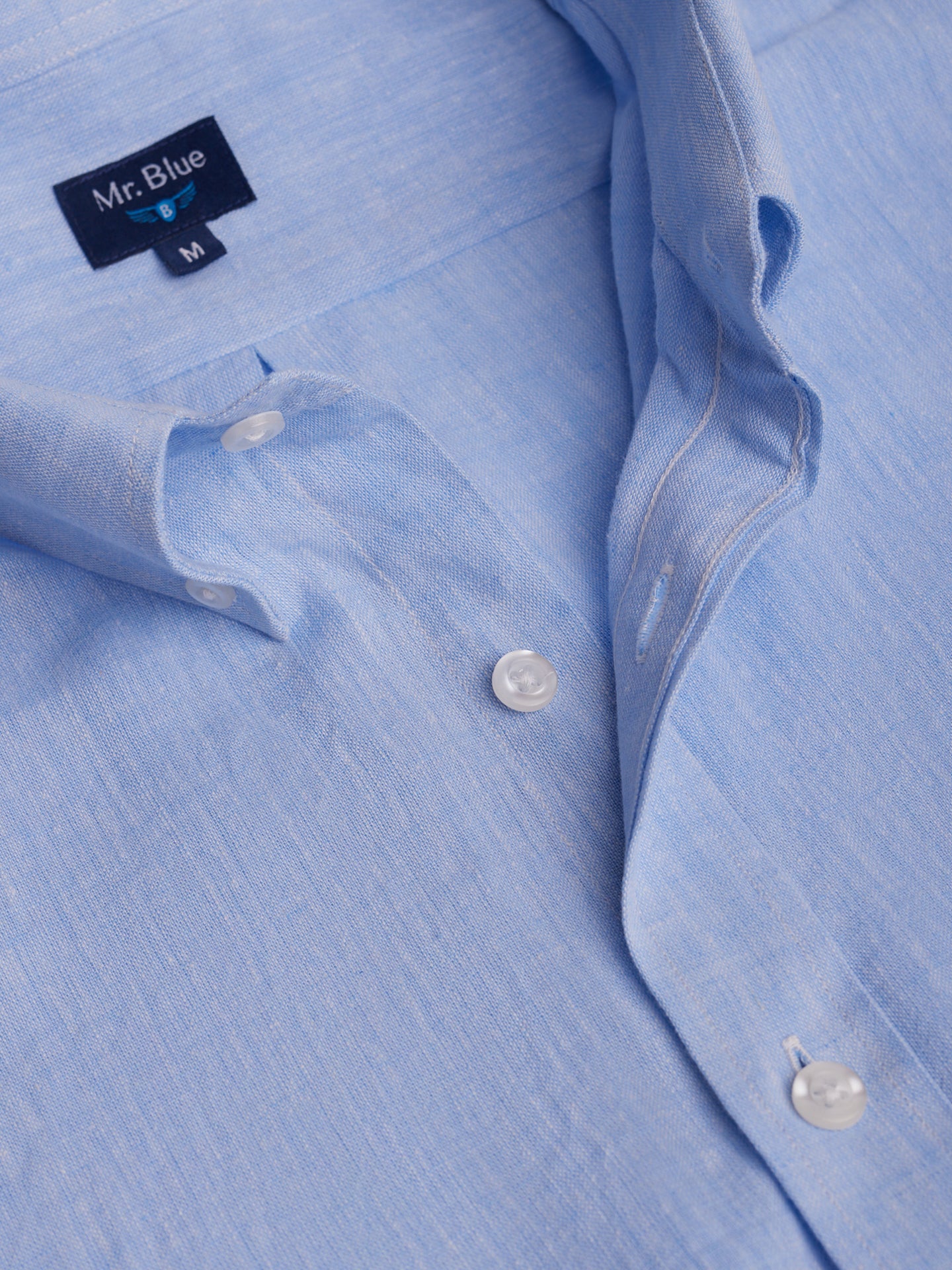 Camisa Regular Fit Lino Azul Mr. Blue