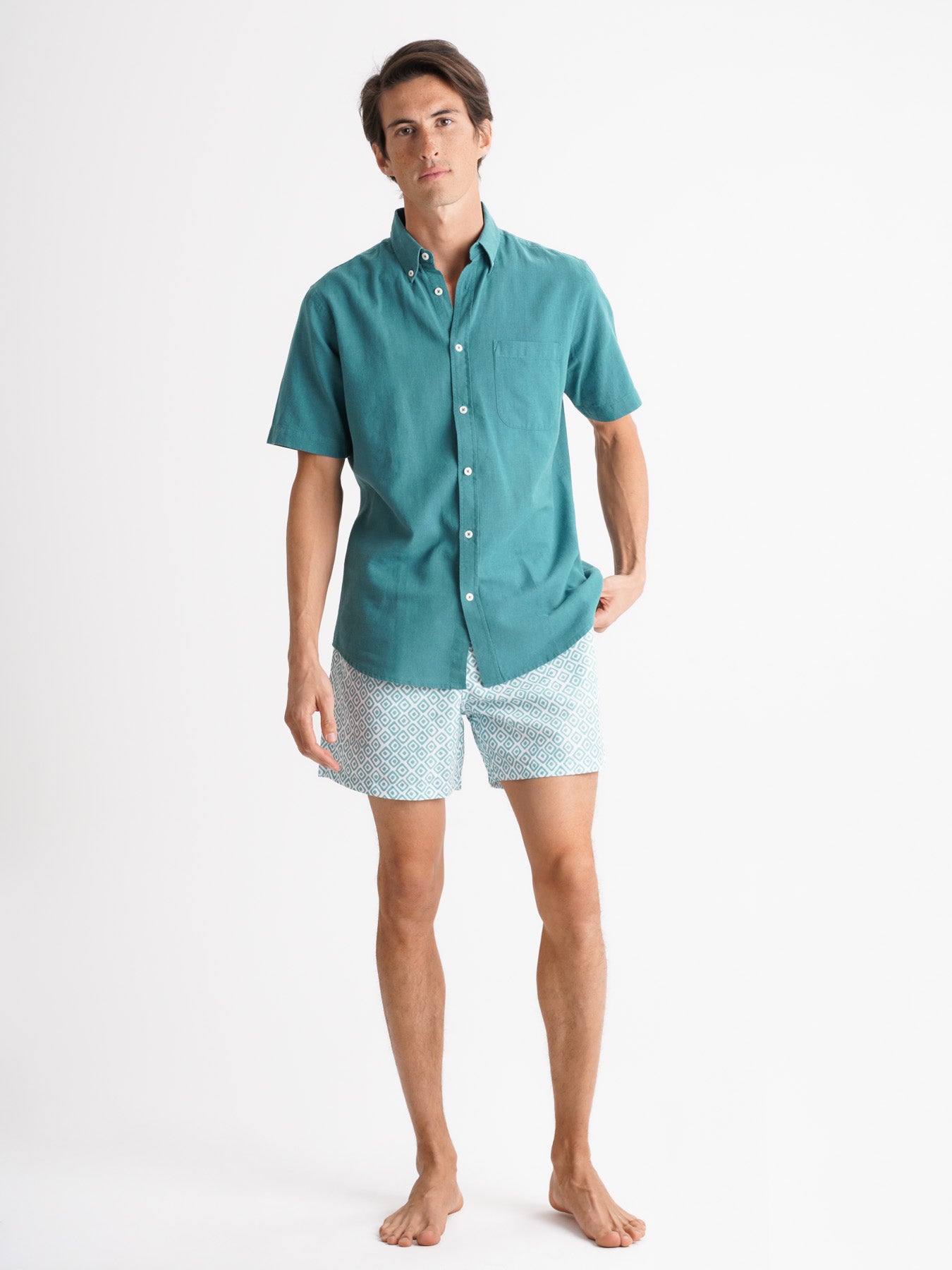 Camisa Regular Fit Lino Azul Mr. Blue