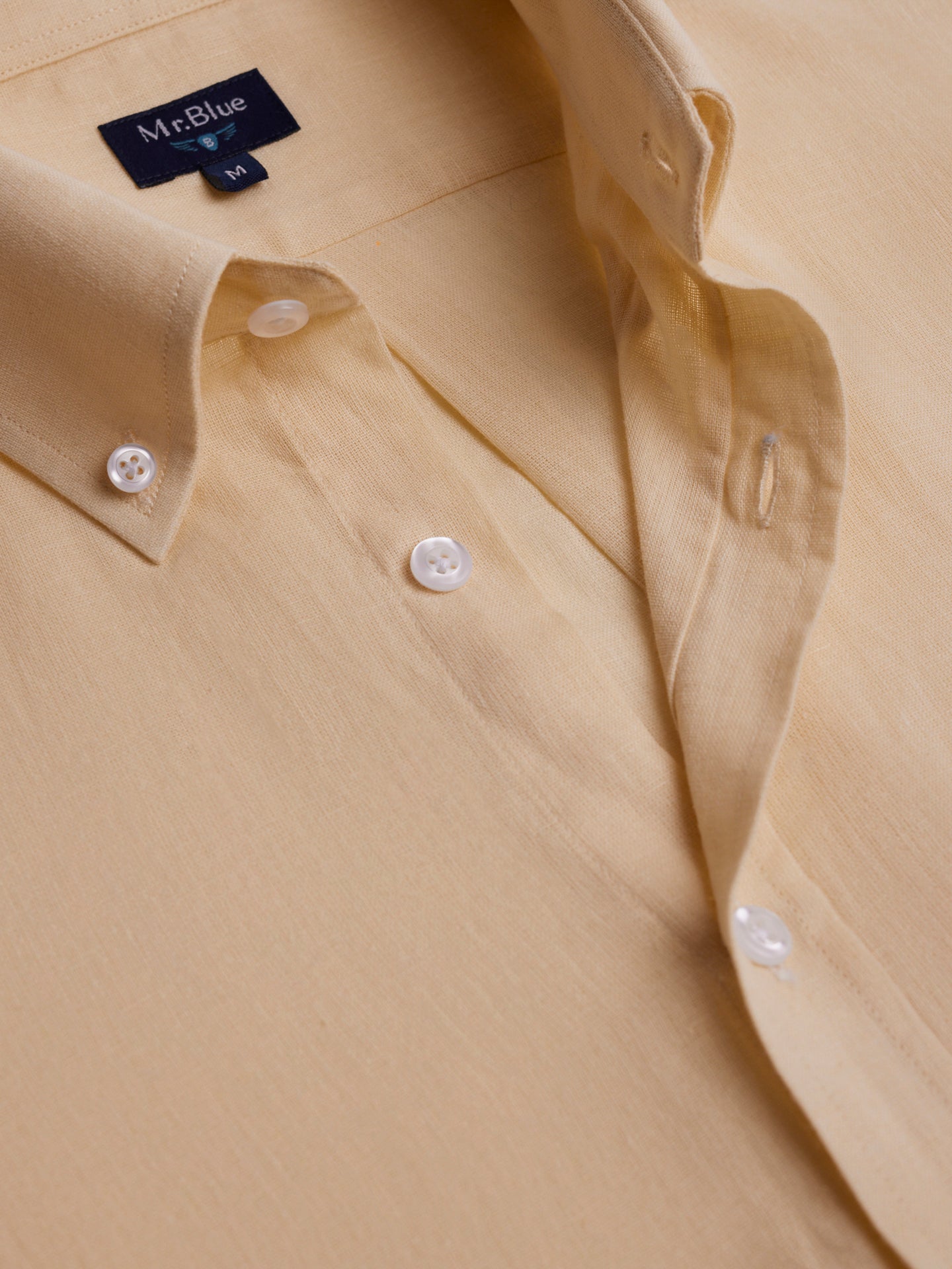 Camisa Regular Fit Lino Amarilla Mr. Blue