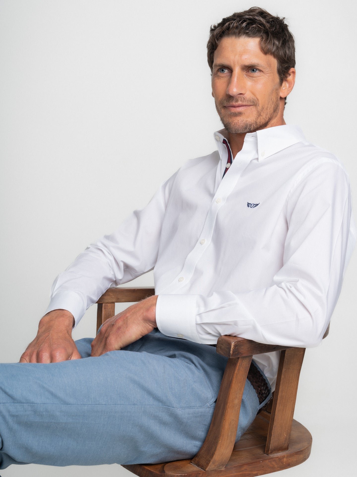 Camisa Regular Fit De Popelina Blanca Mr. Blue
