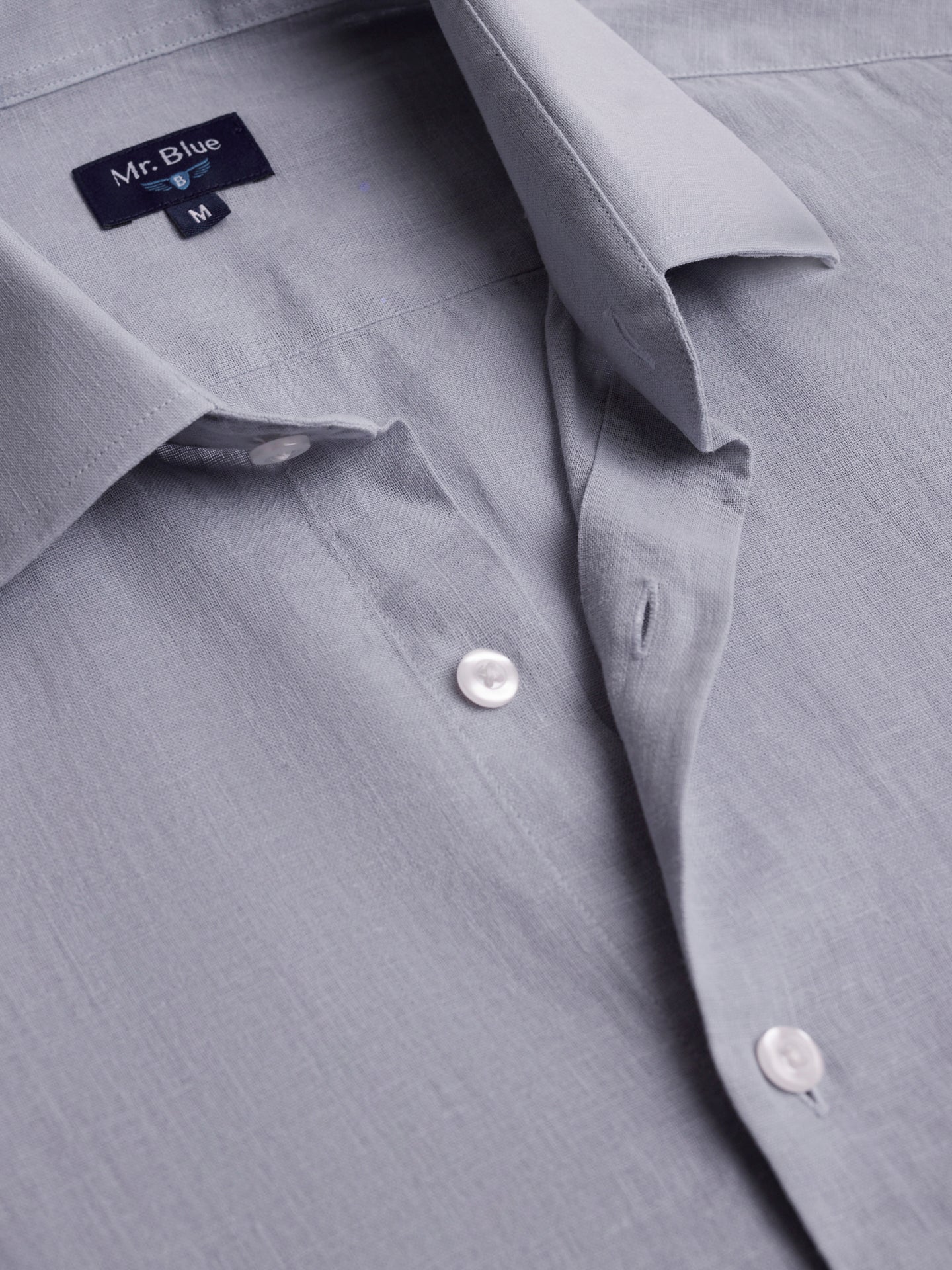 Camisa de lino azul slim fit Mr. Blue