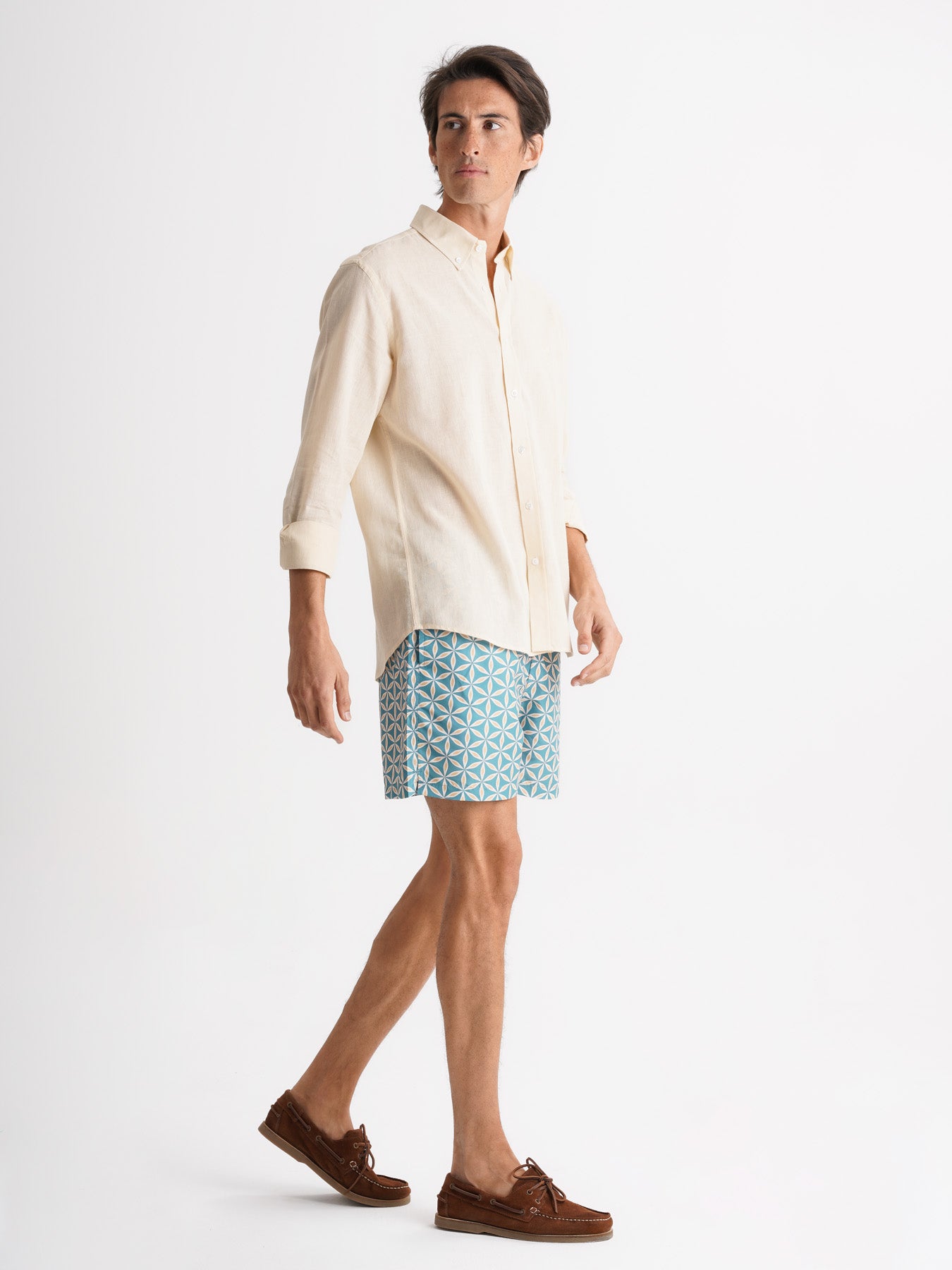 Camisa Regular Fit Lino Amarilla Mr. Blue