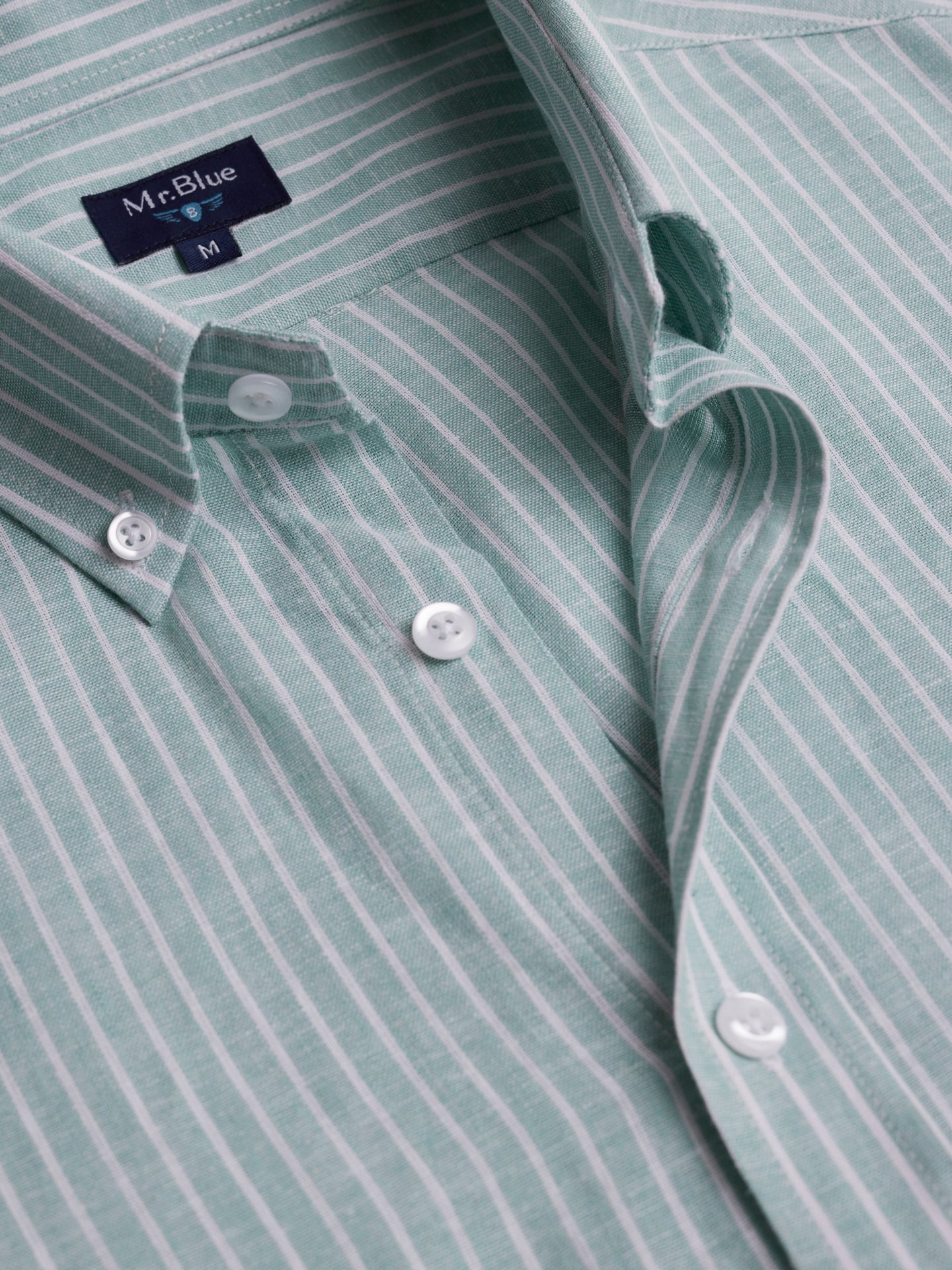 Camisa de corte estándar de lino verde de Mr. Blue