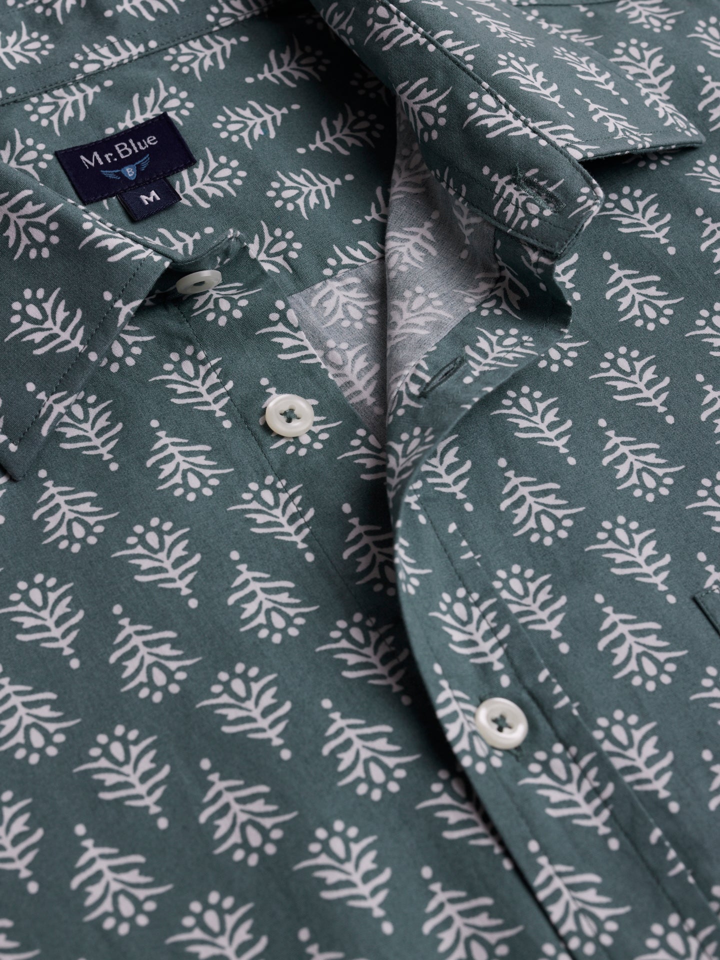 Regular Fit Green Poplin Shirt Mr. Blue