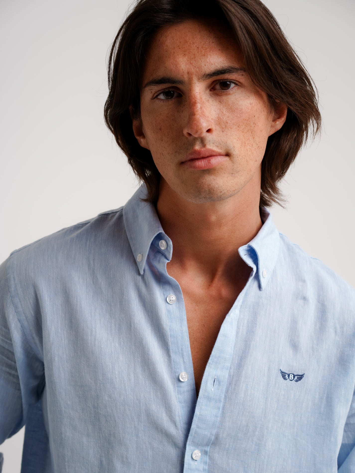 Camisa Regular Fit Lino Azul Mr. Blue