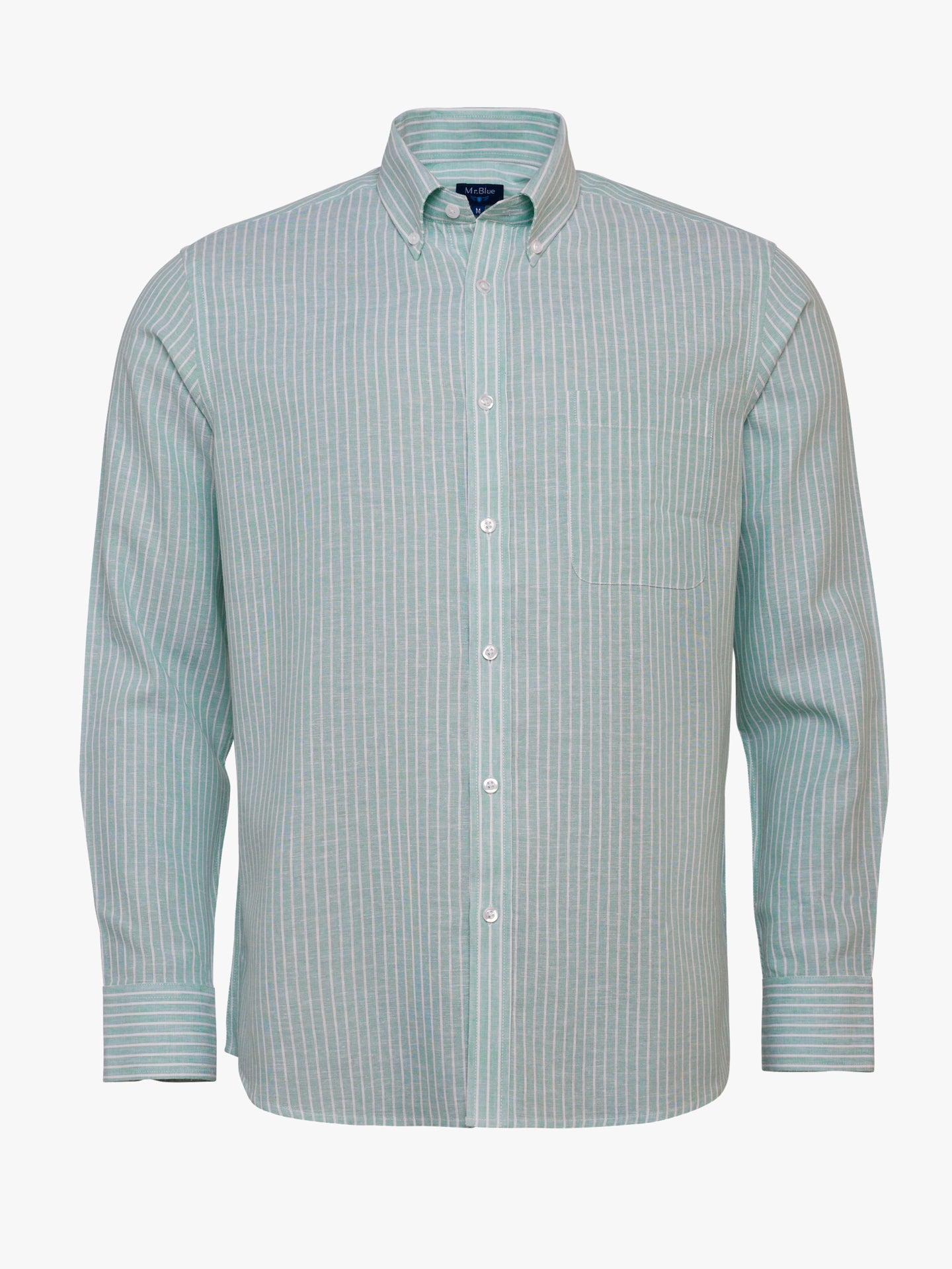 Camisa de corte estándar de lino verde de Mr. Blue
