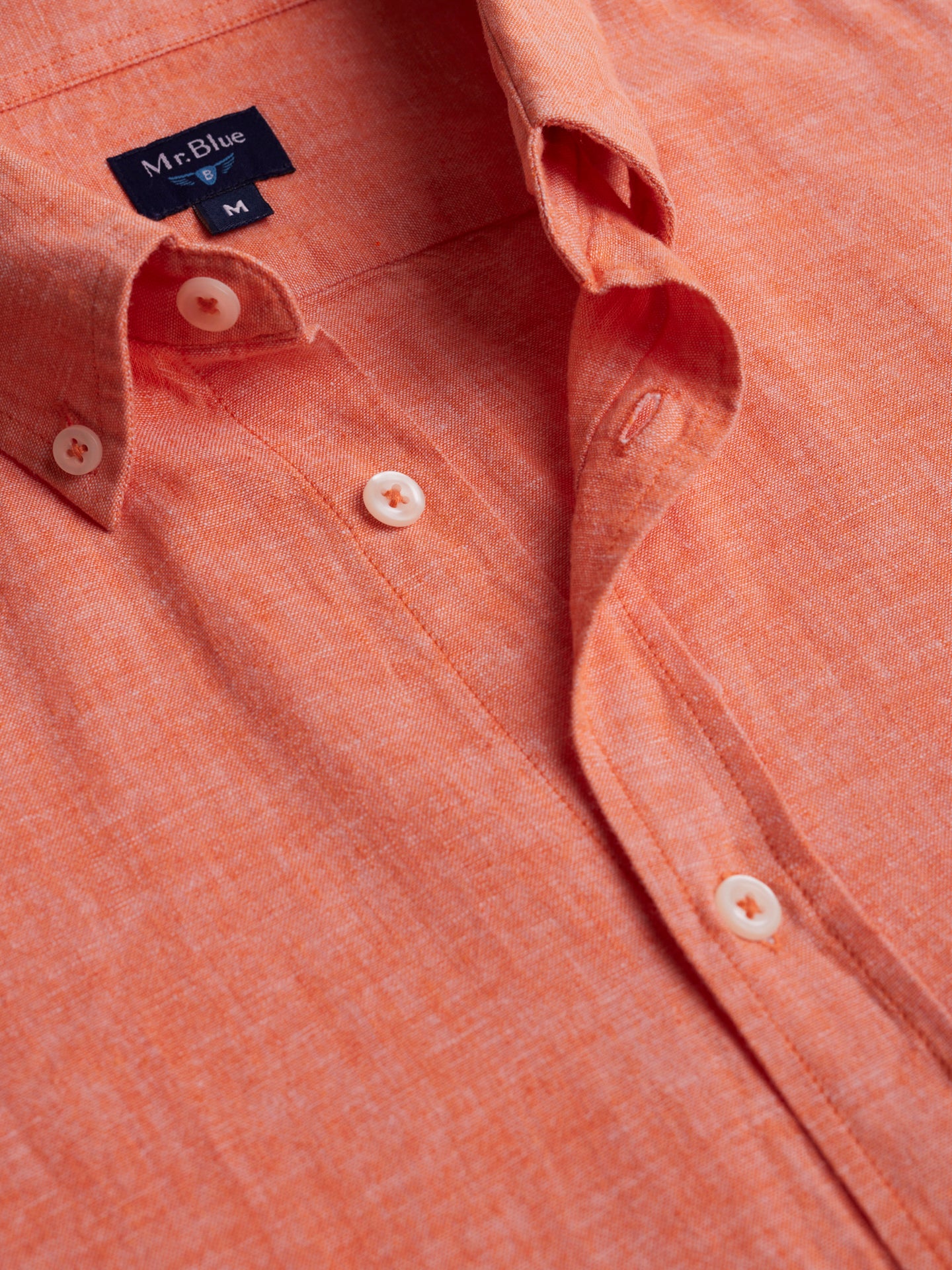 Camisa Regular Fit Lino Naranja Mr. Blue