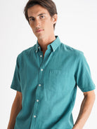 Camisa Regular Fit Linho Azul Mr. Blue