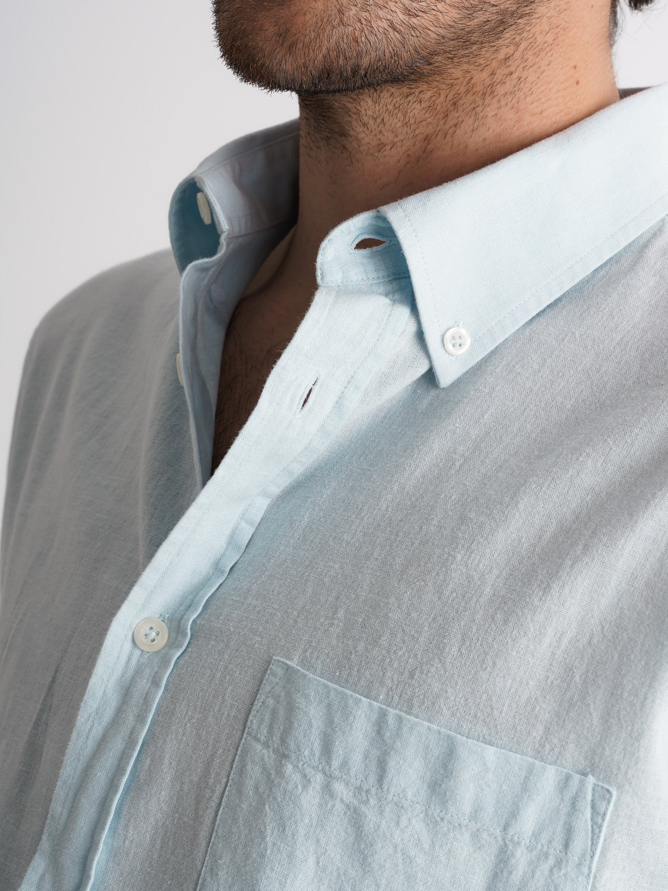 Camisa Regular Fit Lino Azul Mr. Blue